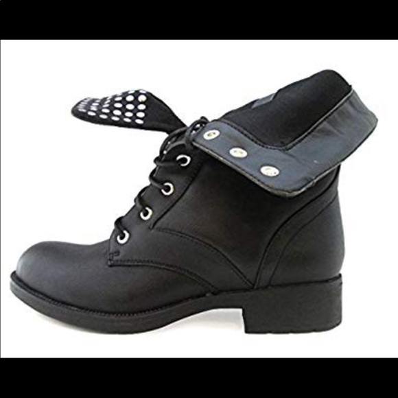 Shoeroom21 boutique Shoes - Ladies fold overTongue Studded Combat Boots